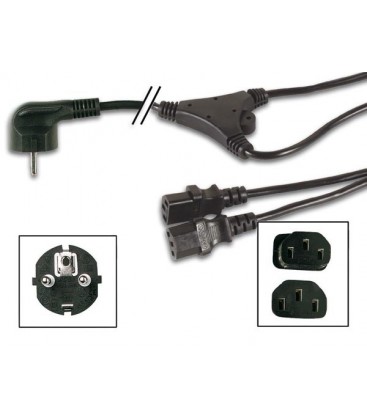 STEKKER HAAKS -> 2 X IEC FEMALE 1,7m 10A FD-NET4N