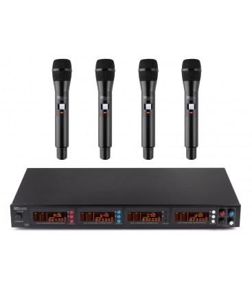 PD504H 4x 50-Kanaals UHF Draadloze microfoonset met 4 handmicrofoons