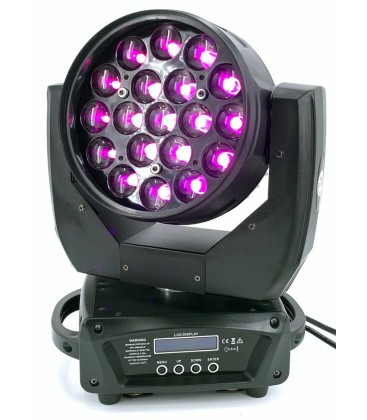 LED Moving Head Zoom 19 x 15W RGBW TMH-1915 2 Stuks in Flight Case AFX