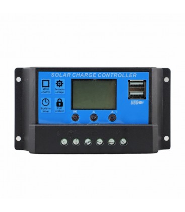 SOLAR LAADREGELAAR PWM 30A 12-24v Display USB