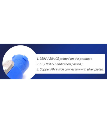 POWERCON 3-POLIG PLUG BLAUW VOEDINGSINGANG NEUTRIK NAC3FCA