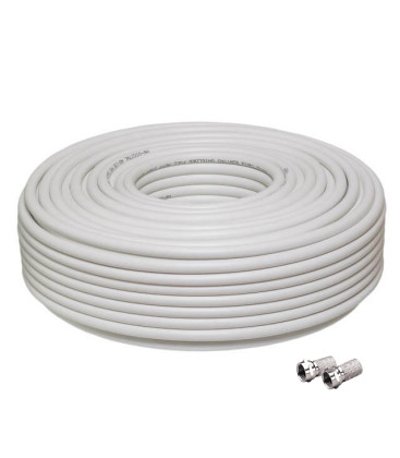 Coaxkabel wit 20m met twee F-connectoren 7mm