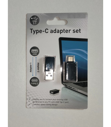 USB-C Adapter set 1x USB-C- naar USB-A en omgekeerd