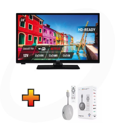 NIKKEI NLD24MSMART 24inch LED DVB-S2/T/C CI+ 12/230V met gratis Chromcast Dongle