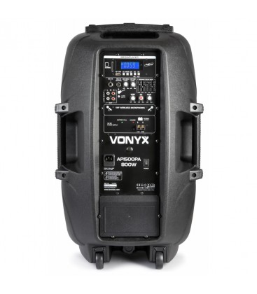 Mobiele Geluidsinstallatie 15" 2VHF MP3 BT Vexus AP1500PA