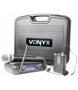 Vonyx WM73C 2-kanaals UHF draadloze Combi mic, handheld & Bodypack